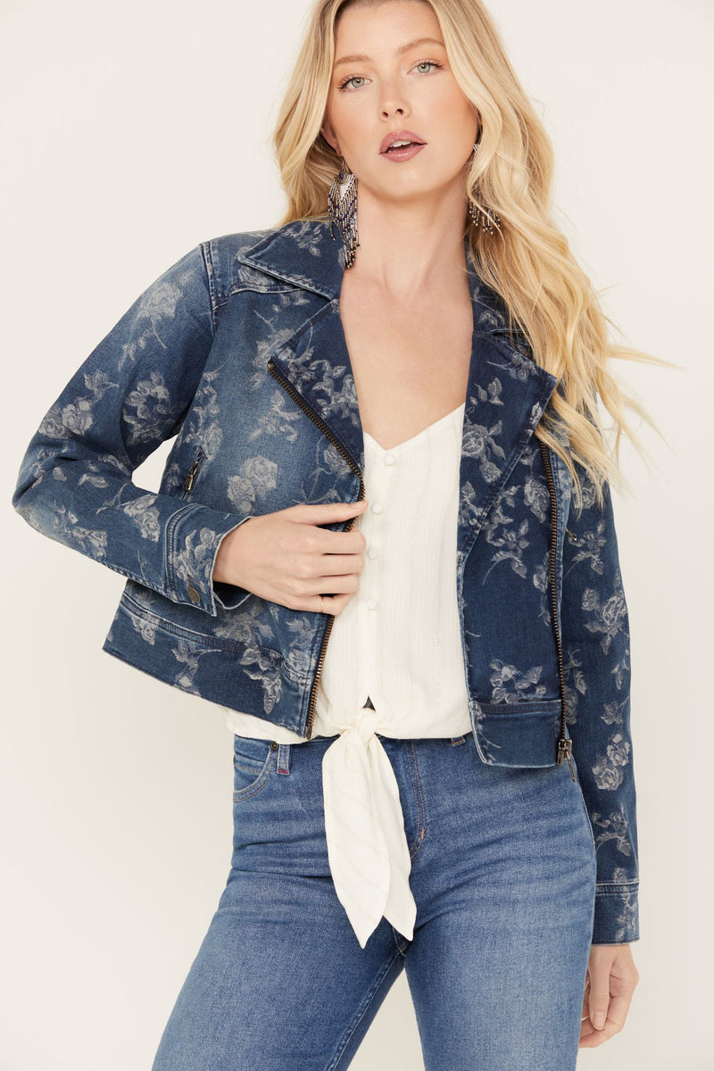 Motto Floral Print Denim Jacket – DOLLY