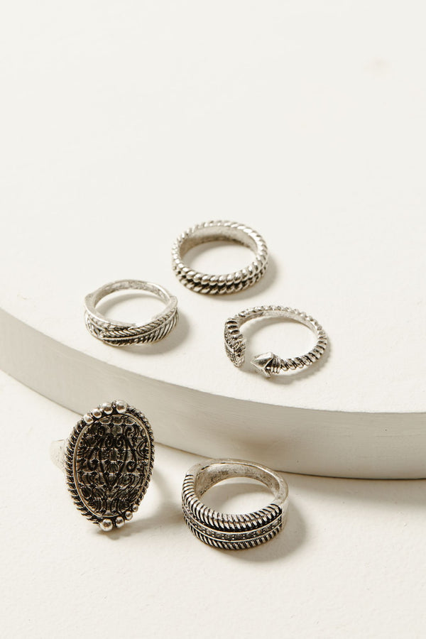 Picadilly 5-piece Ring Set - Silver