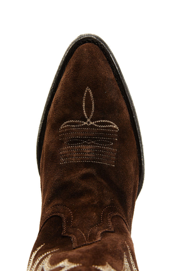 Charmed Life Brown Suede Western Boots - Round Toe - Brown