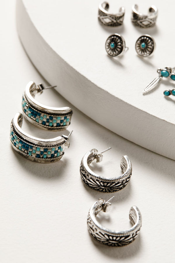 Pembroke Earrings Set - 6-Piece - Silver