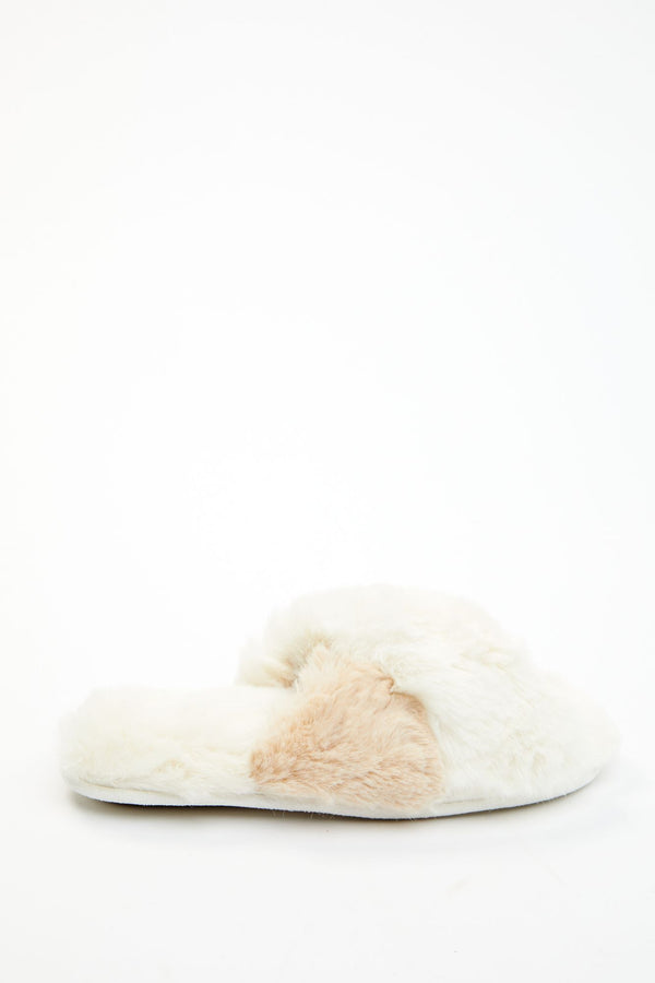 Aspen Cream Faux Fur Slippers - Cream