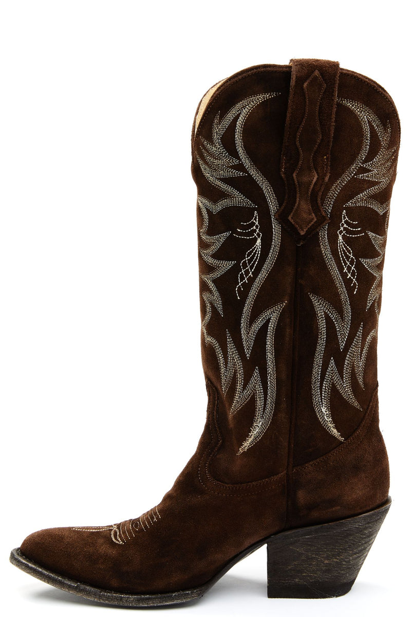 Charmed Life Brown Suede Western Boots - Round Toe