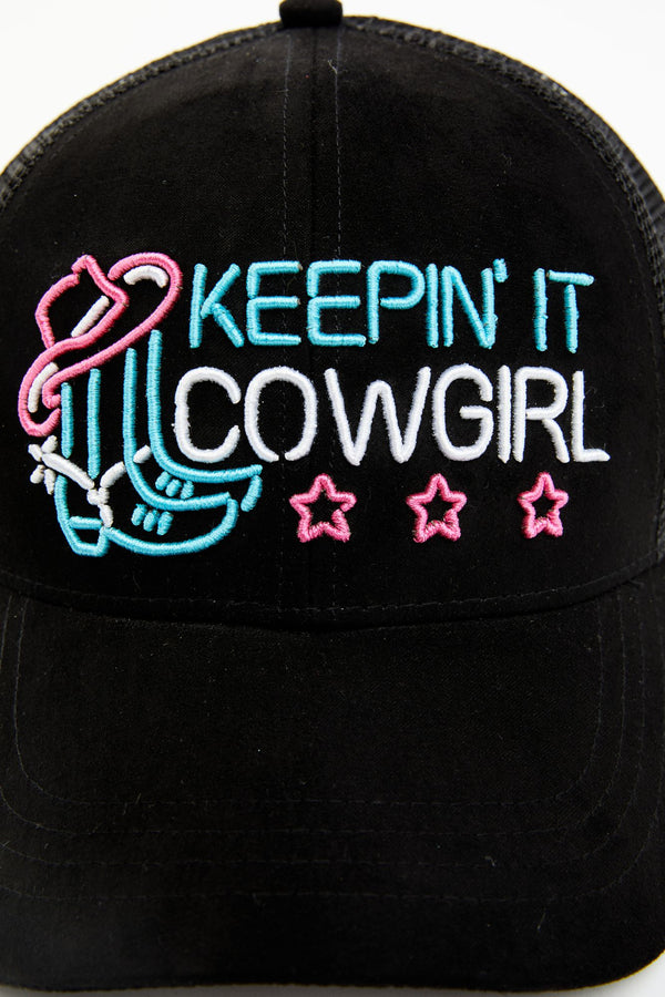 Keepin' It Cowgirl Neon Baseball Hat - Black