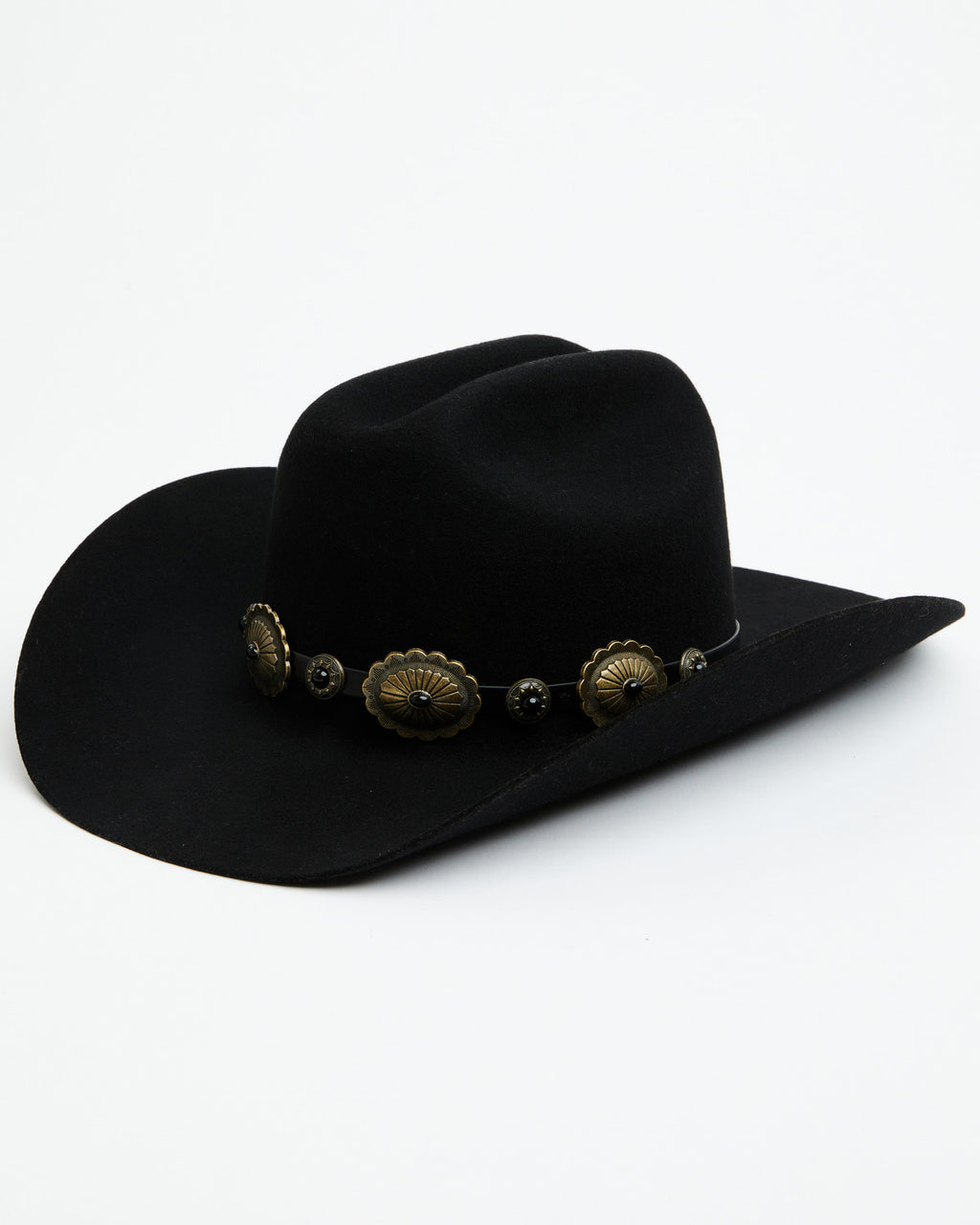 Rodeo Festival Western Black Wool Felt Hat With Concho Band Car-Lop Black Cowboy Hat Western Concho Band Wool Small main image 3