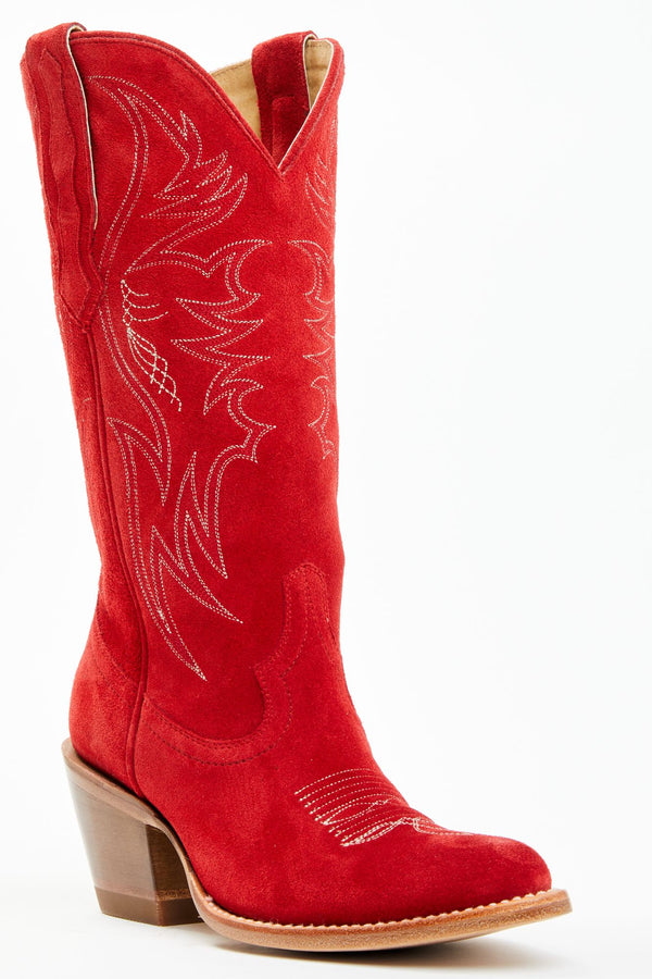 Charmed Life Fire Suede Western Boots - Round Toe - Cherry