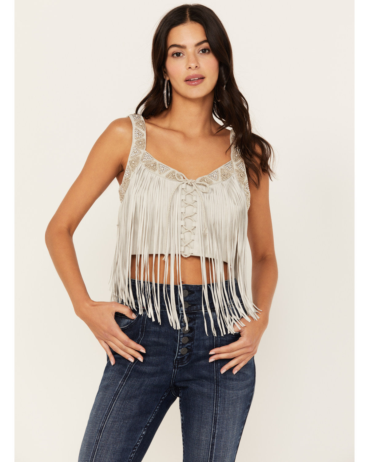Georgia Fringe Lace-Up Bustier