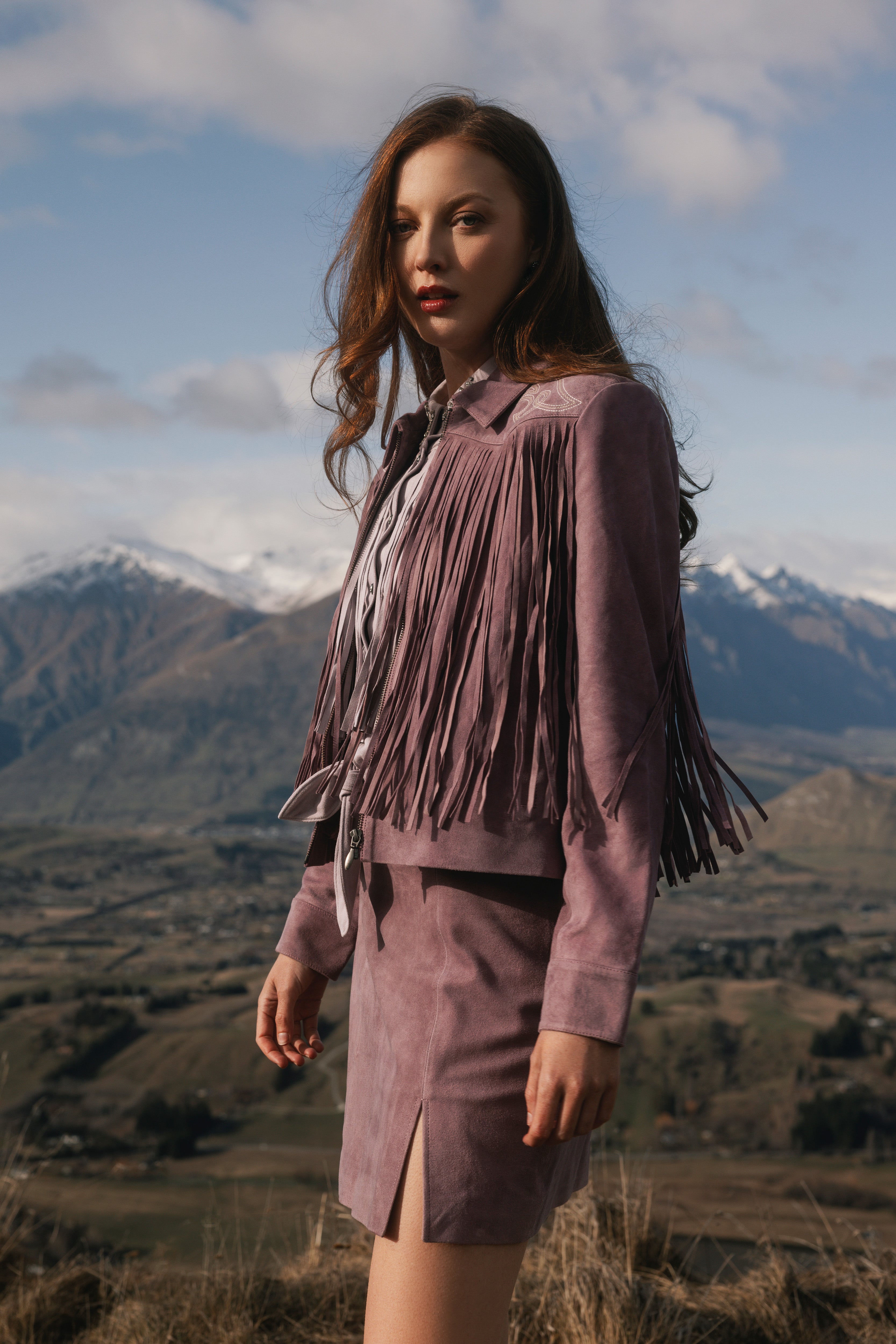 Brook Embroidered Fringe Suede Jacket