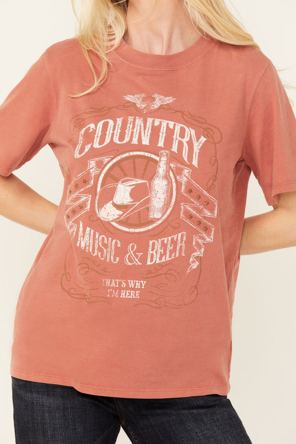 Helen Country Music and Beer Short Sleeve Graphic Tee - Pecan