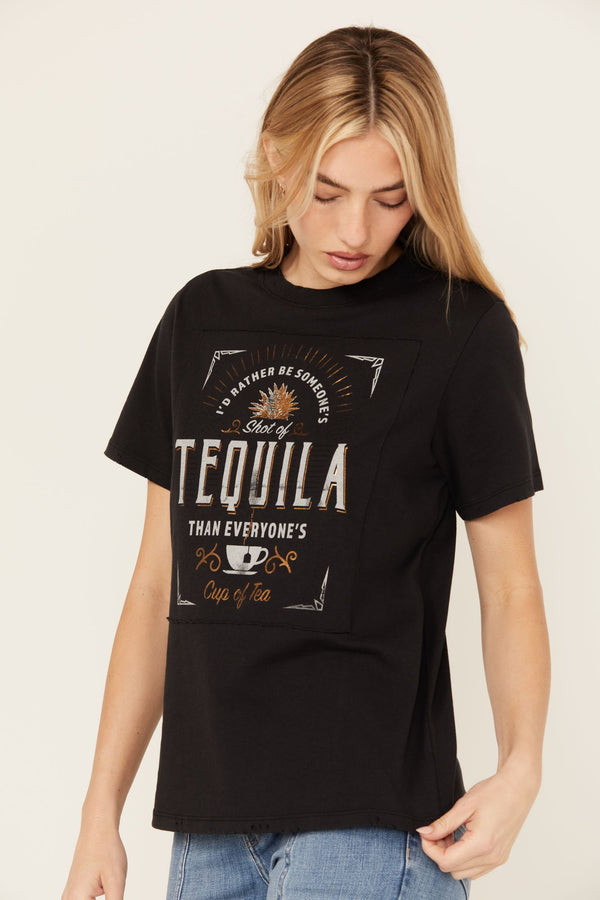 Shot Of Tequila Short Sleeve Graphic Tee - Black