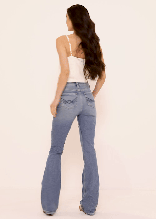 ◆GLOWNY◆ WESTERN FLARE JEANS VINTAGE BLUE GY25HSDN202 WESTERN FLARE JEANS (VINTAGE BLUE) - GLOWNY