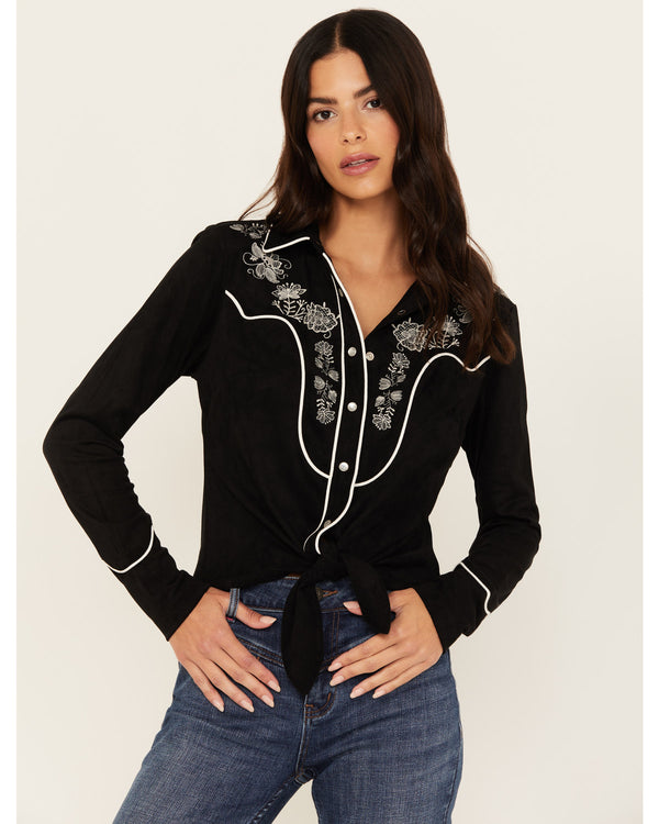 Douglas Embroidered Western Knit Top