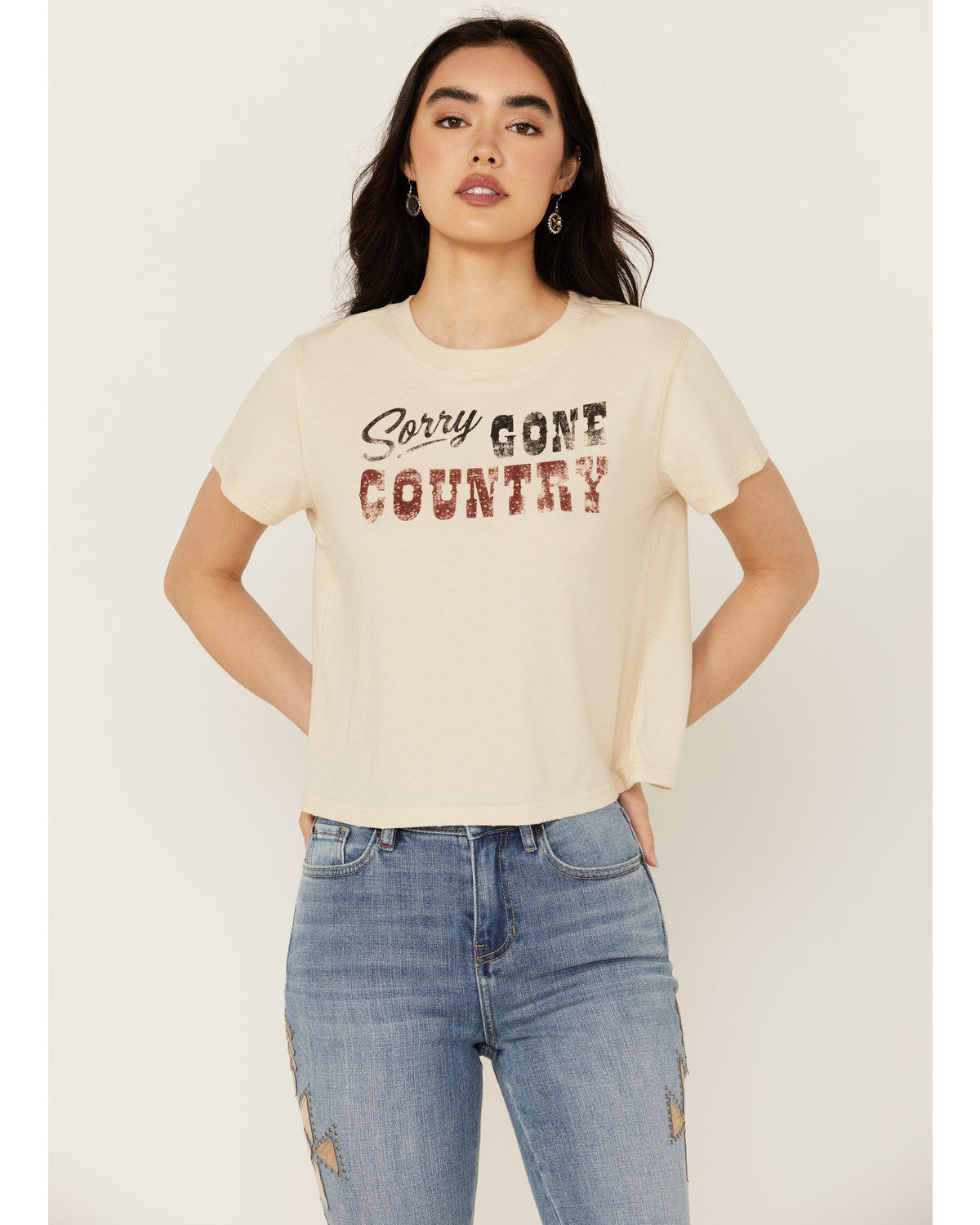 Sorry Gone Country Short Sleeve Cropped Graphic Tee