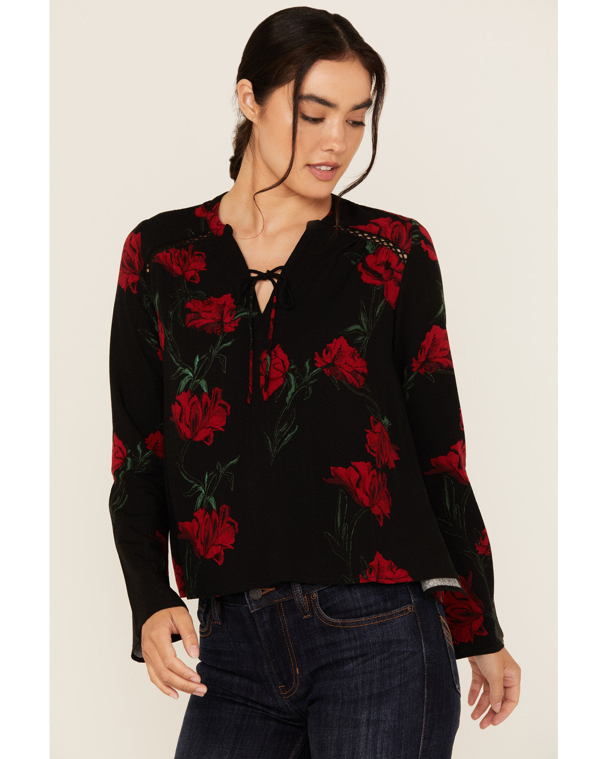 Libbel Rose Print Long Sleeve Top