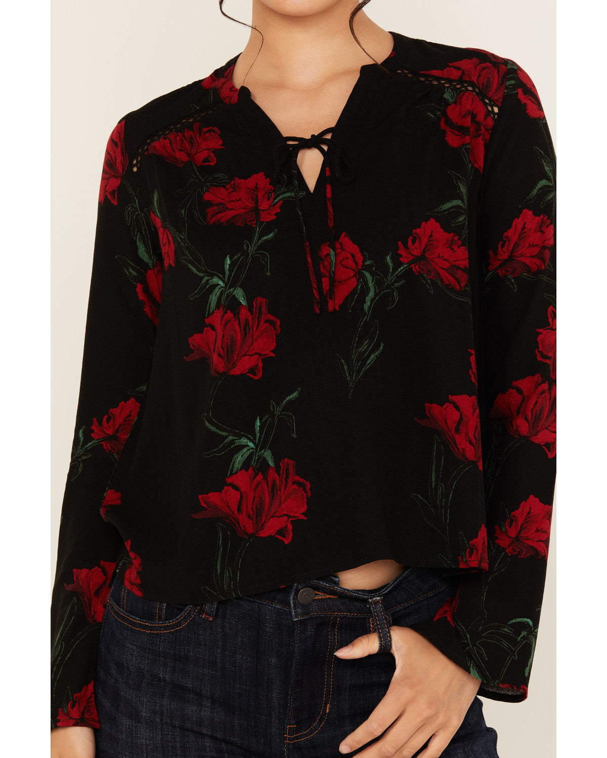 Libbel Rose Print Long Sleeve Top