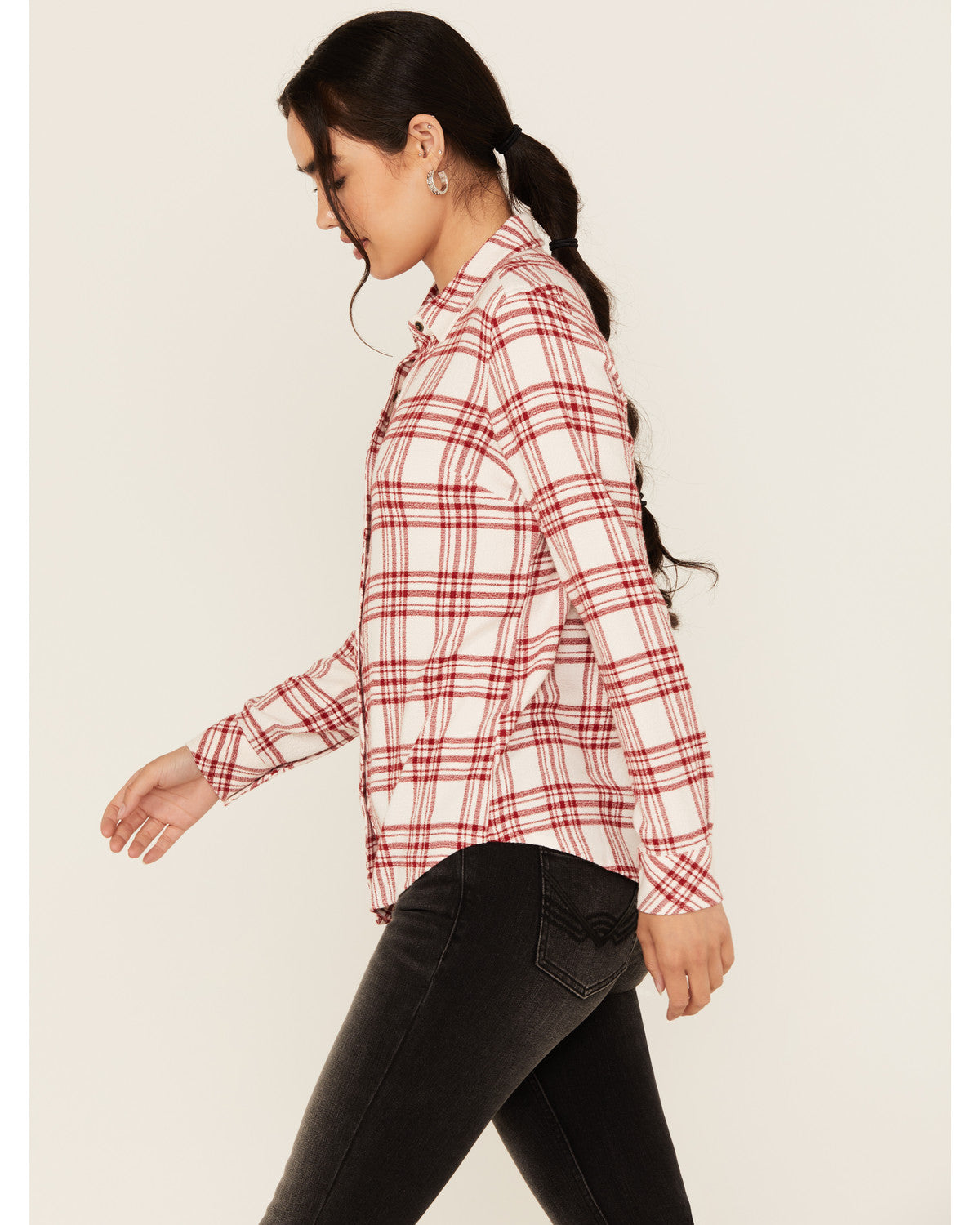 Anna Featherlight Plaid Print Long Sleeve Pearl Snap Western Shirt