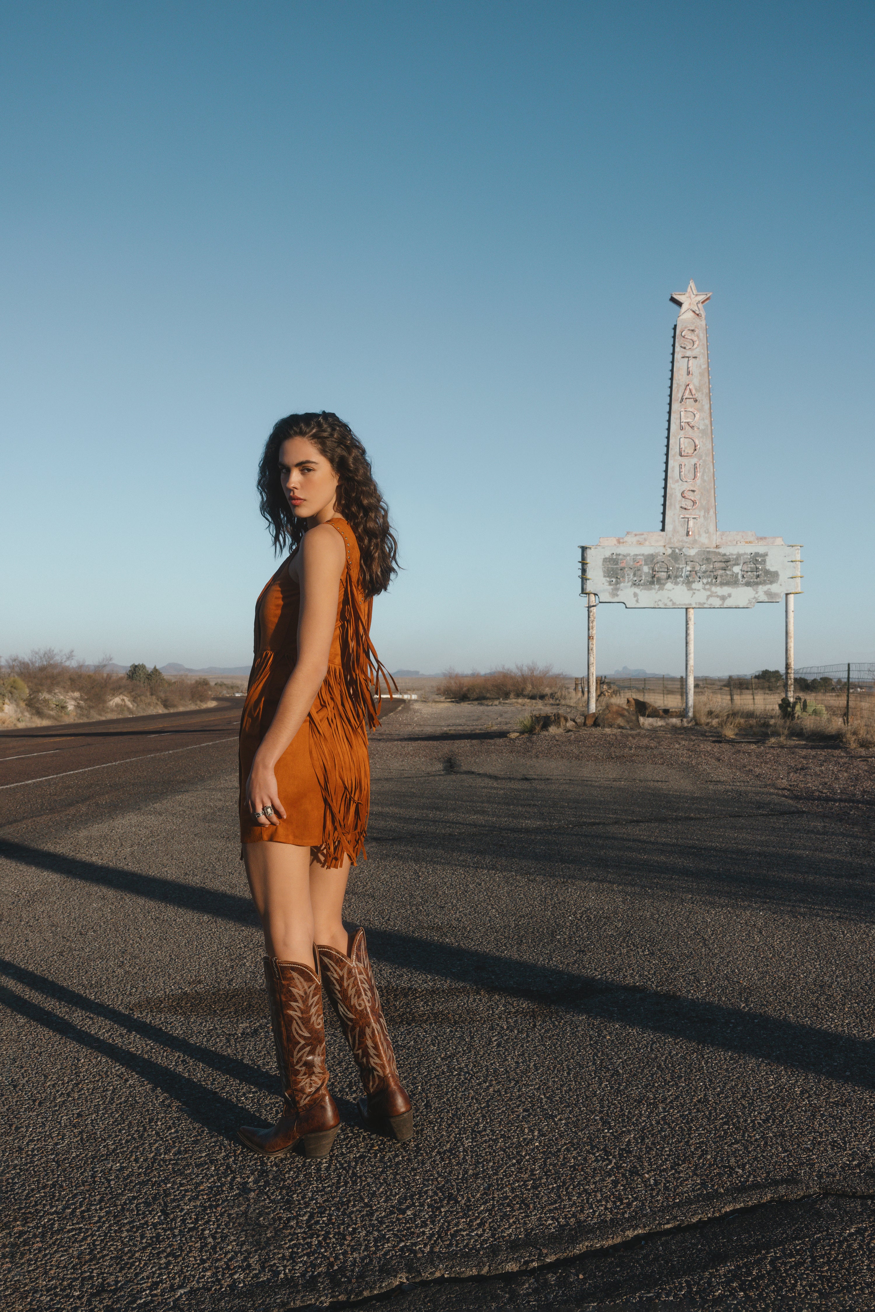 Garland Studded Fringe Faux Suede Sleeveless Mini Dress