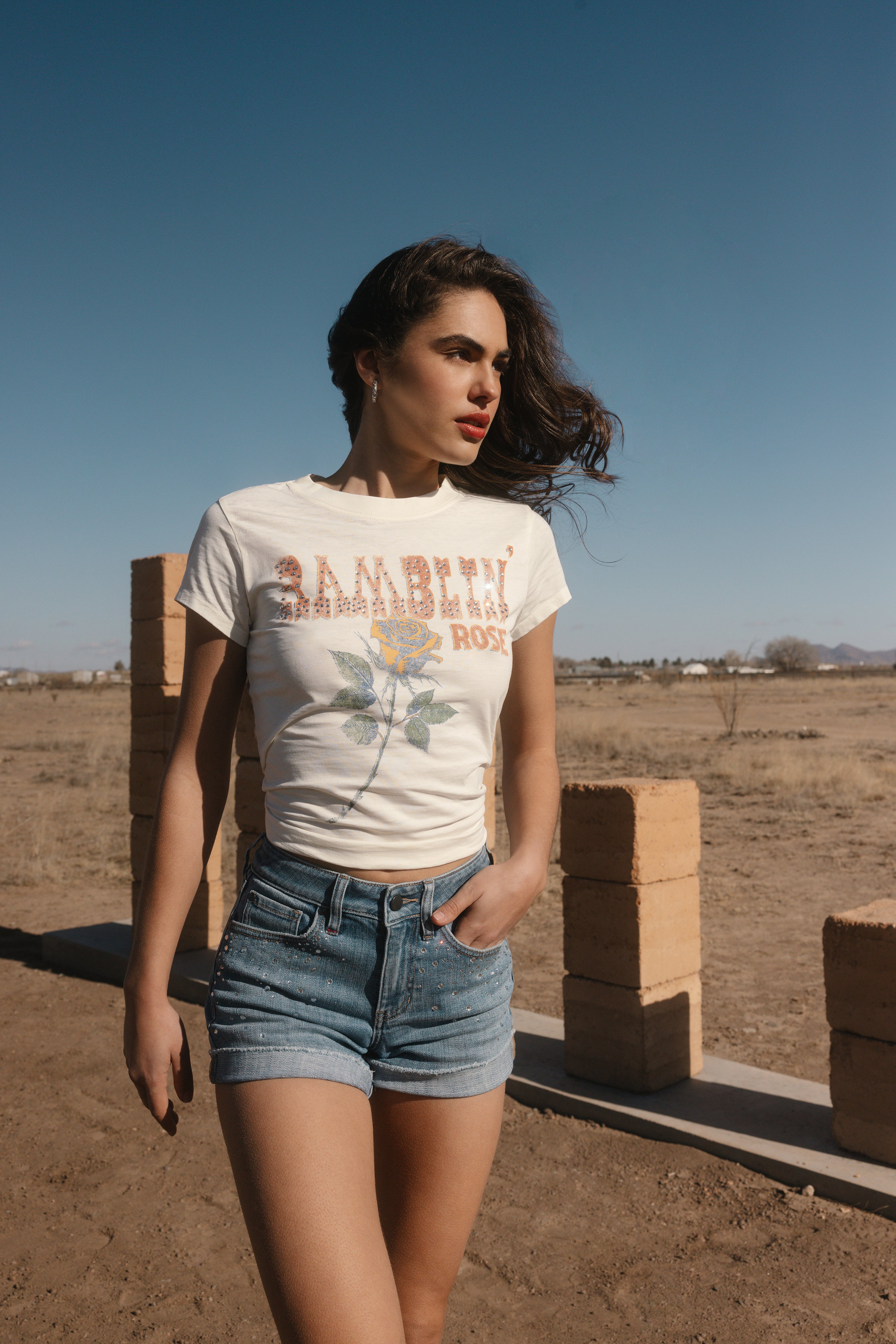 Ramblin' Rose Trusty Embellished Short Sleeve Graphic Tee