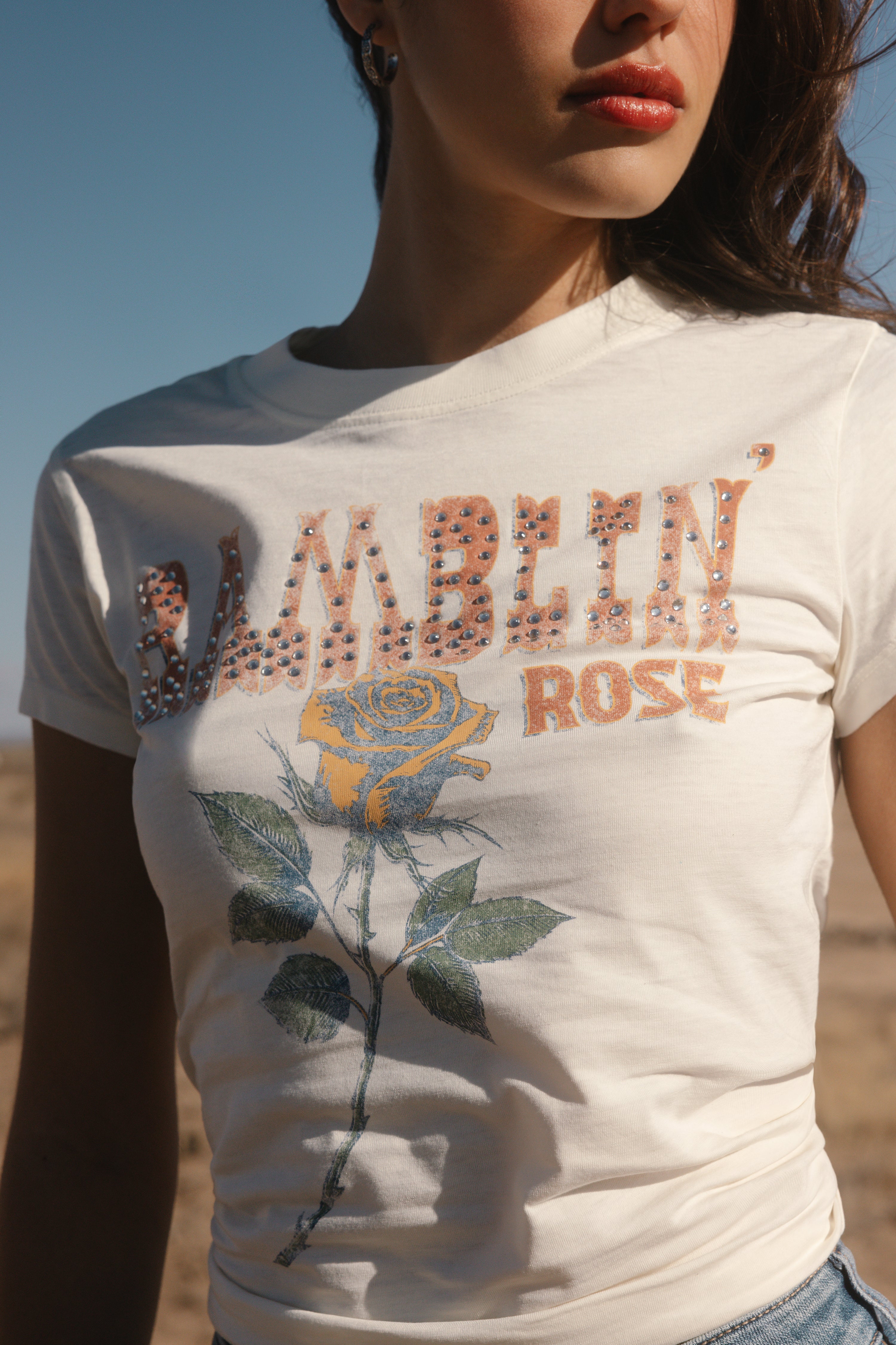 Ramblin' Rose Trusty Embellished Short Sleeve Graphic Tee