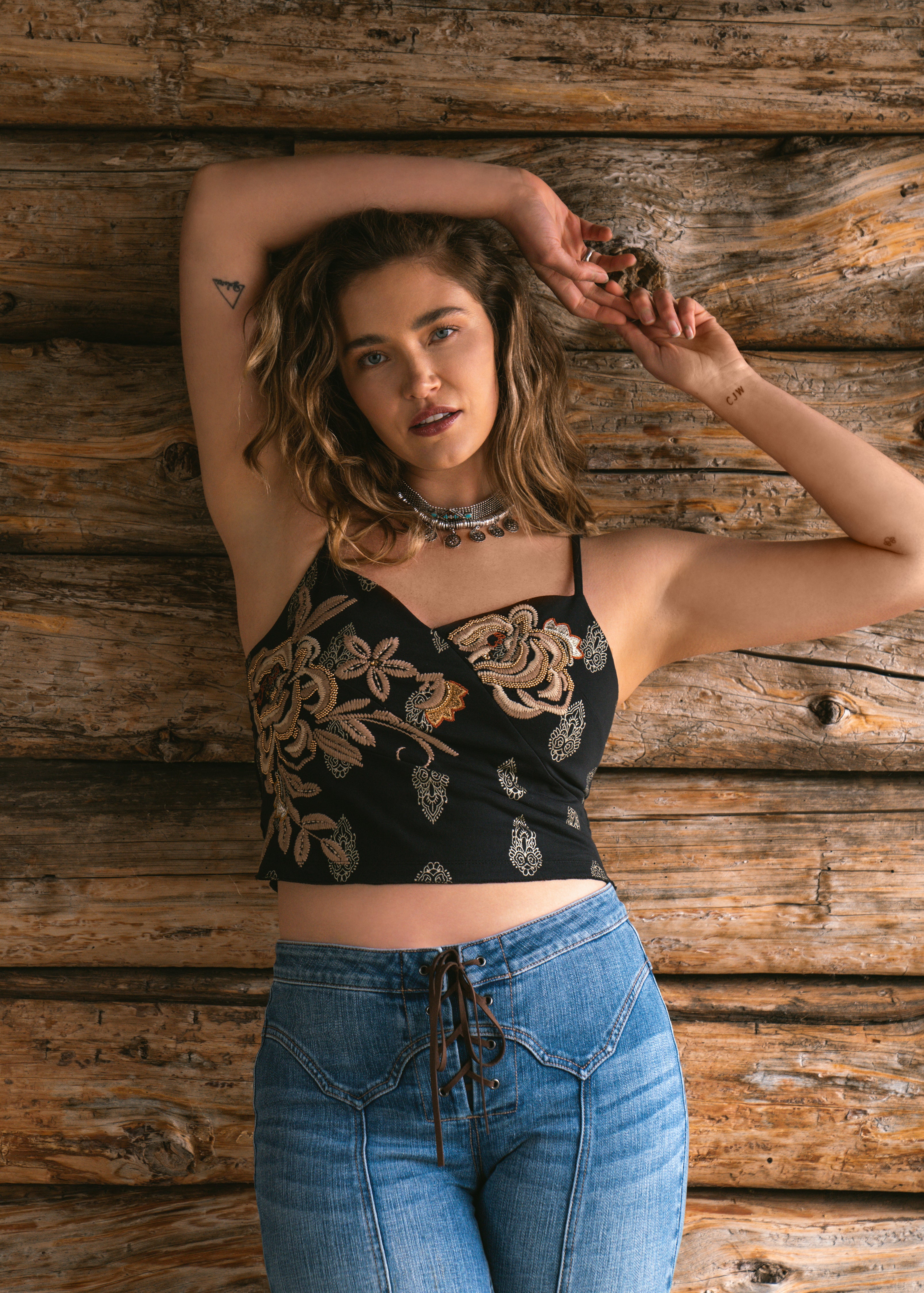 Jessamine Embroidered Beaded Crop Top