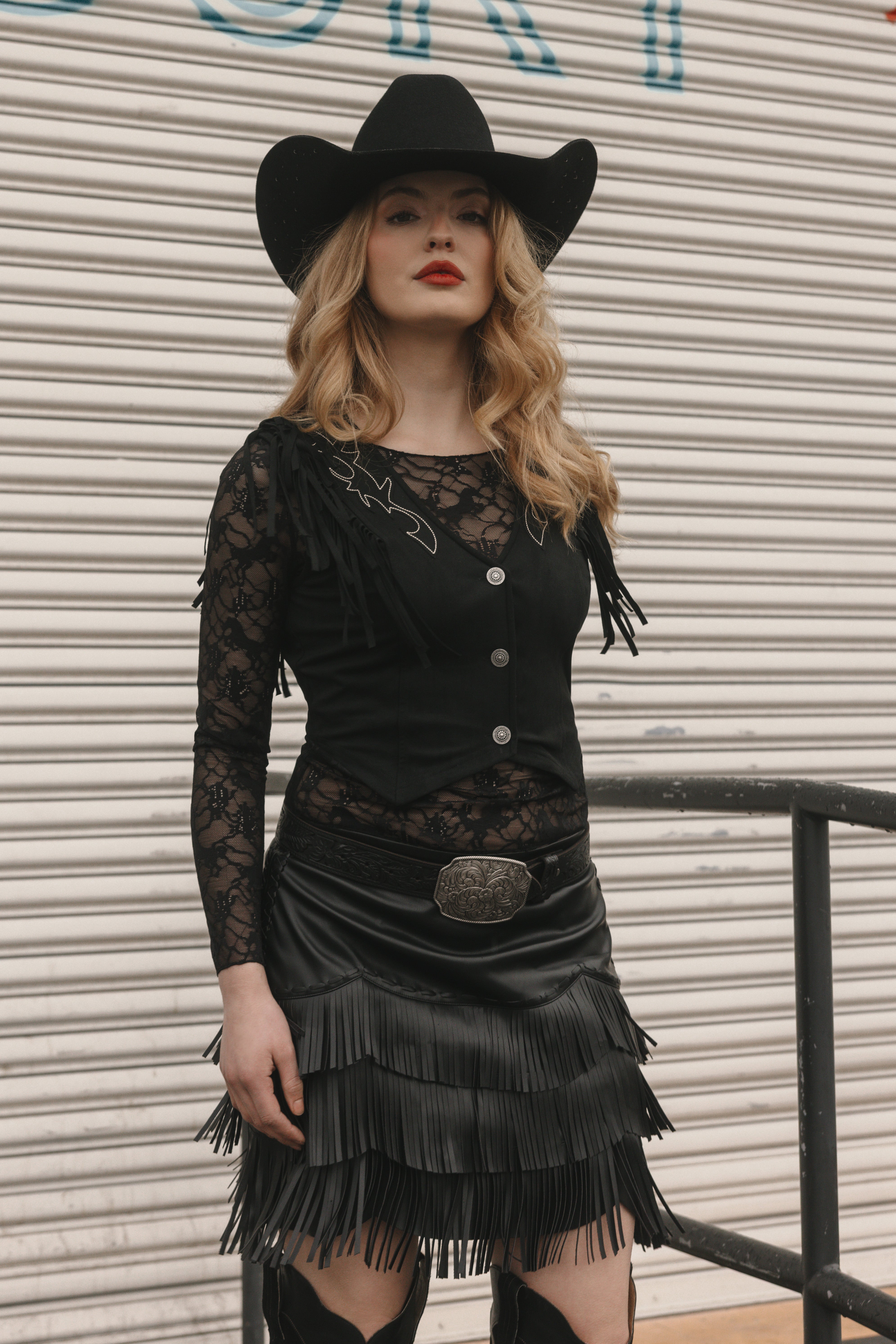 Charlotte Faux Suede Fringe Button-Down Cropped Vest