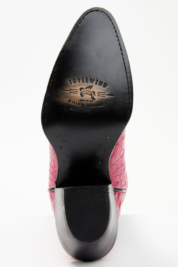 All In Exotic Caiman Western Boots - Pointed Toe - Fuchsia