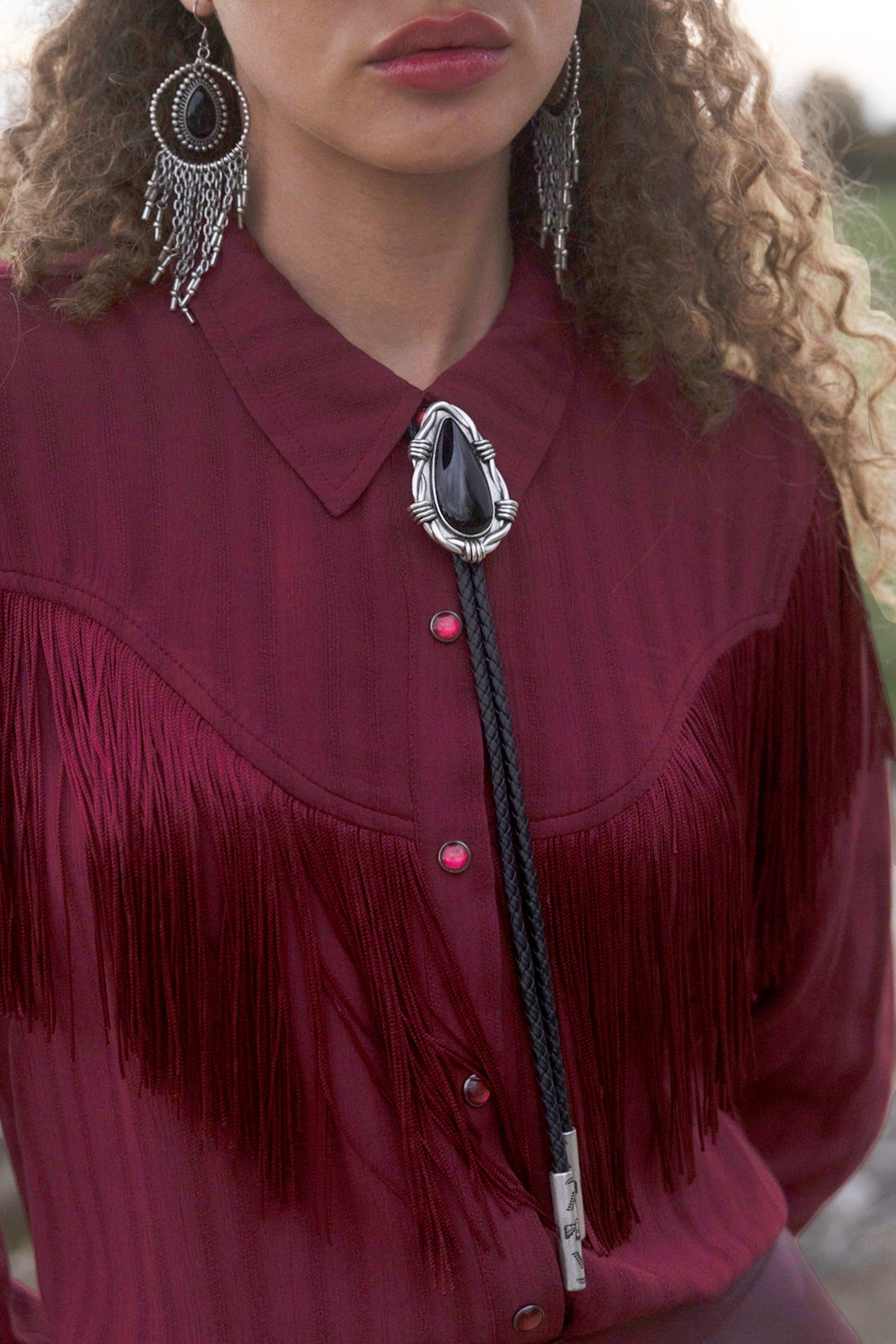 Truett Black Agate Bolo Tie