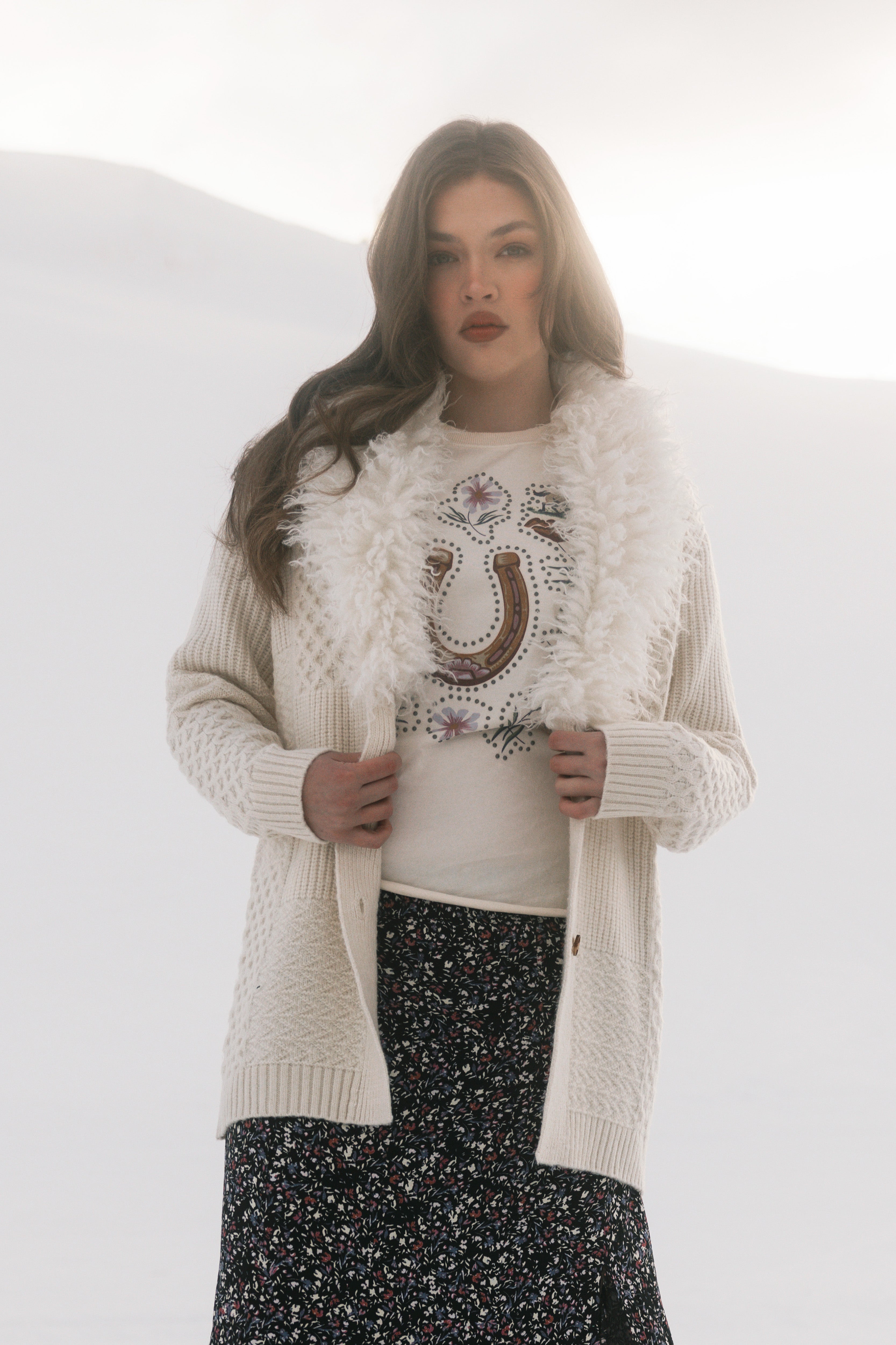 Ryder Fur Collar Button-Down Sweater