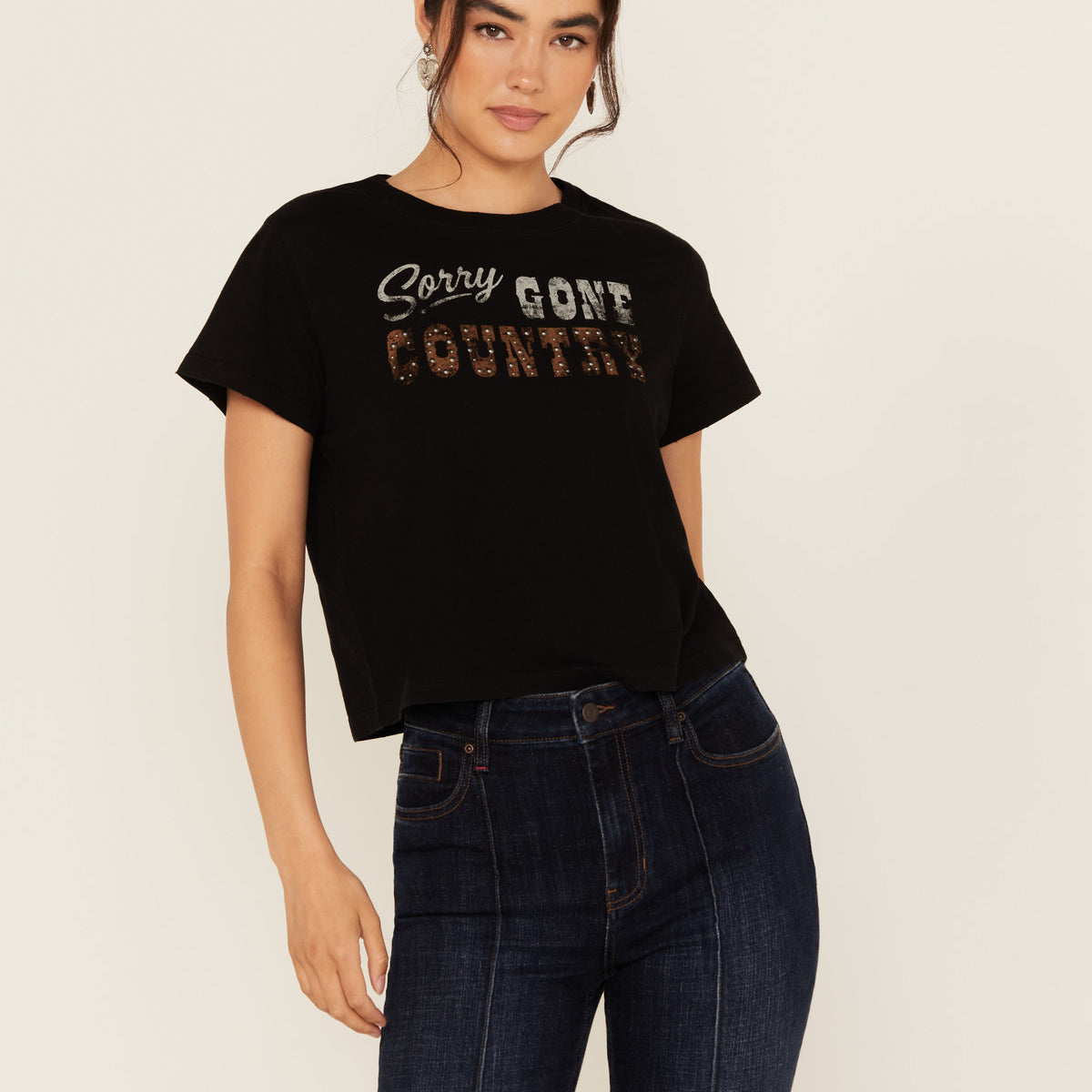 Sorry Gone Country Short Sleeve Cropped Graphic Tee display picture 2