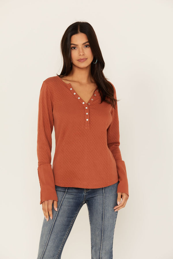 Pearl Knit Henley Shirt - Pecan