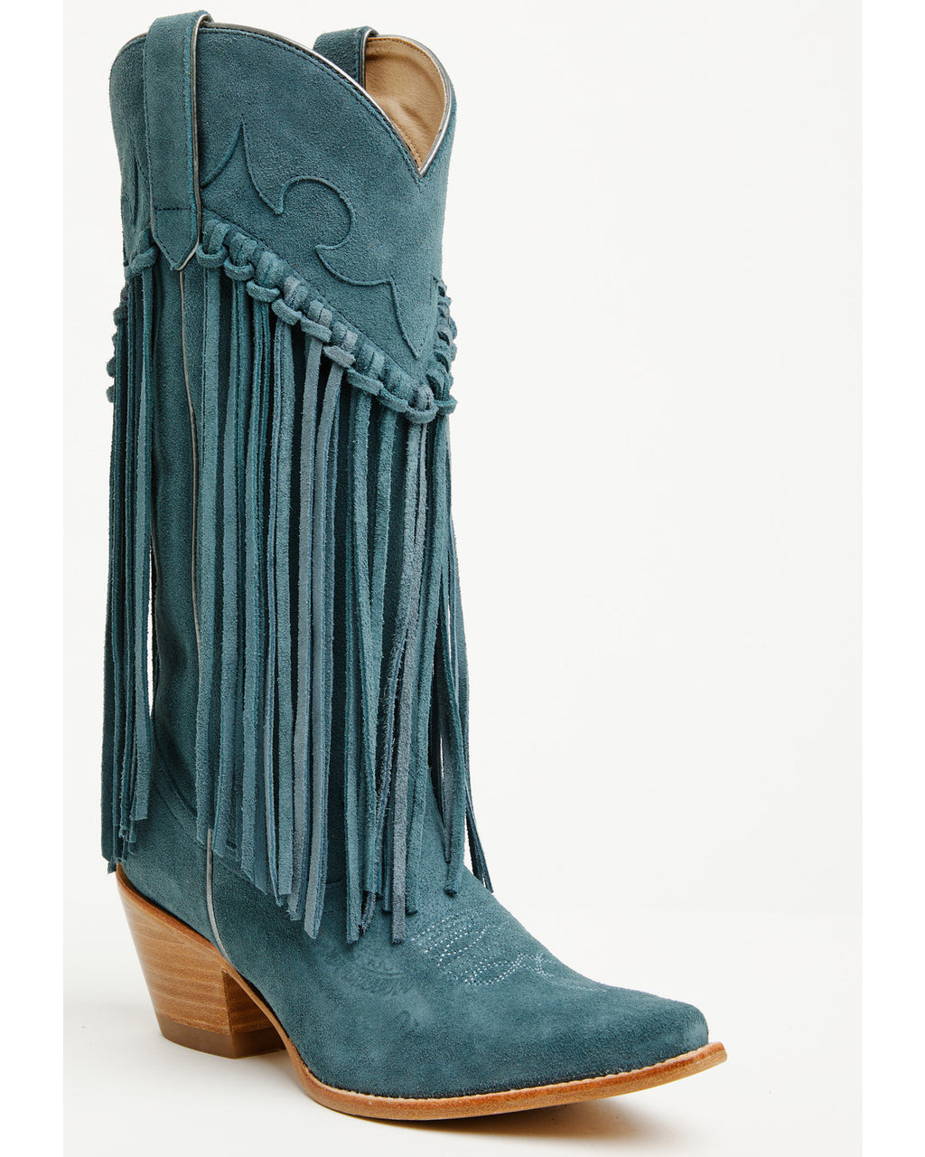 Sterling Suede Fringe Western Boots - Snip Toe display picture 1