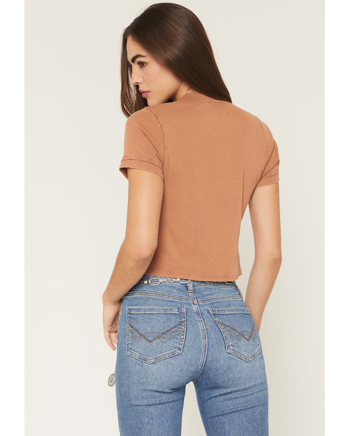 Frisco Solid Short Sleeve Button-Down Rib Knit Shirt