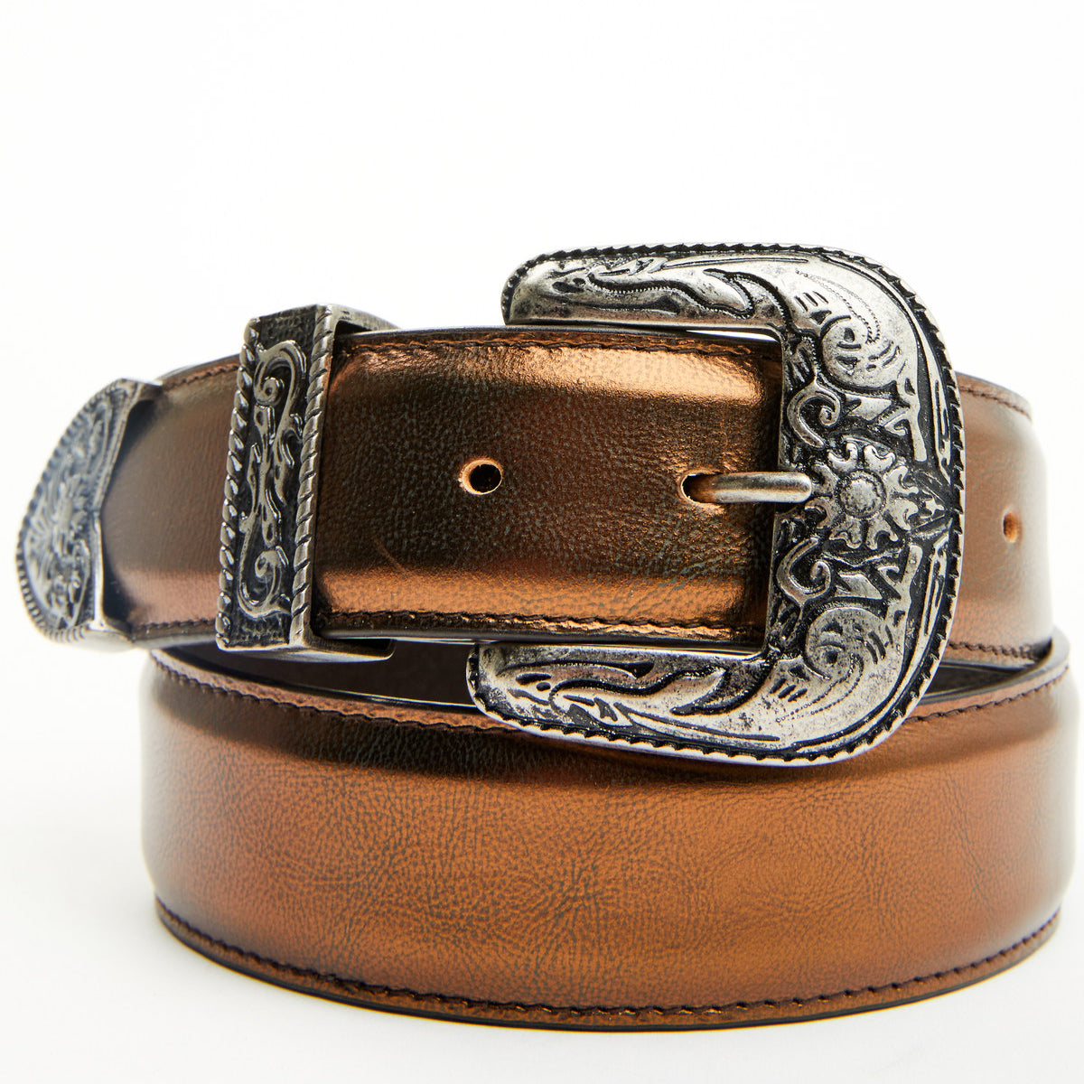 Metallic Etched Western Belt