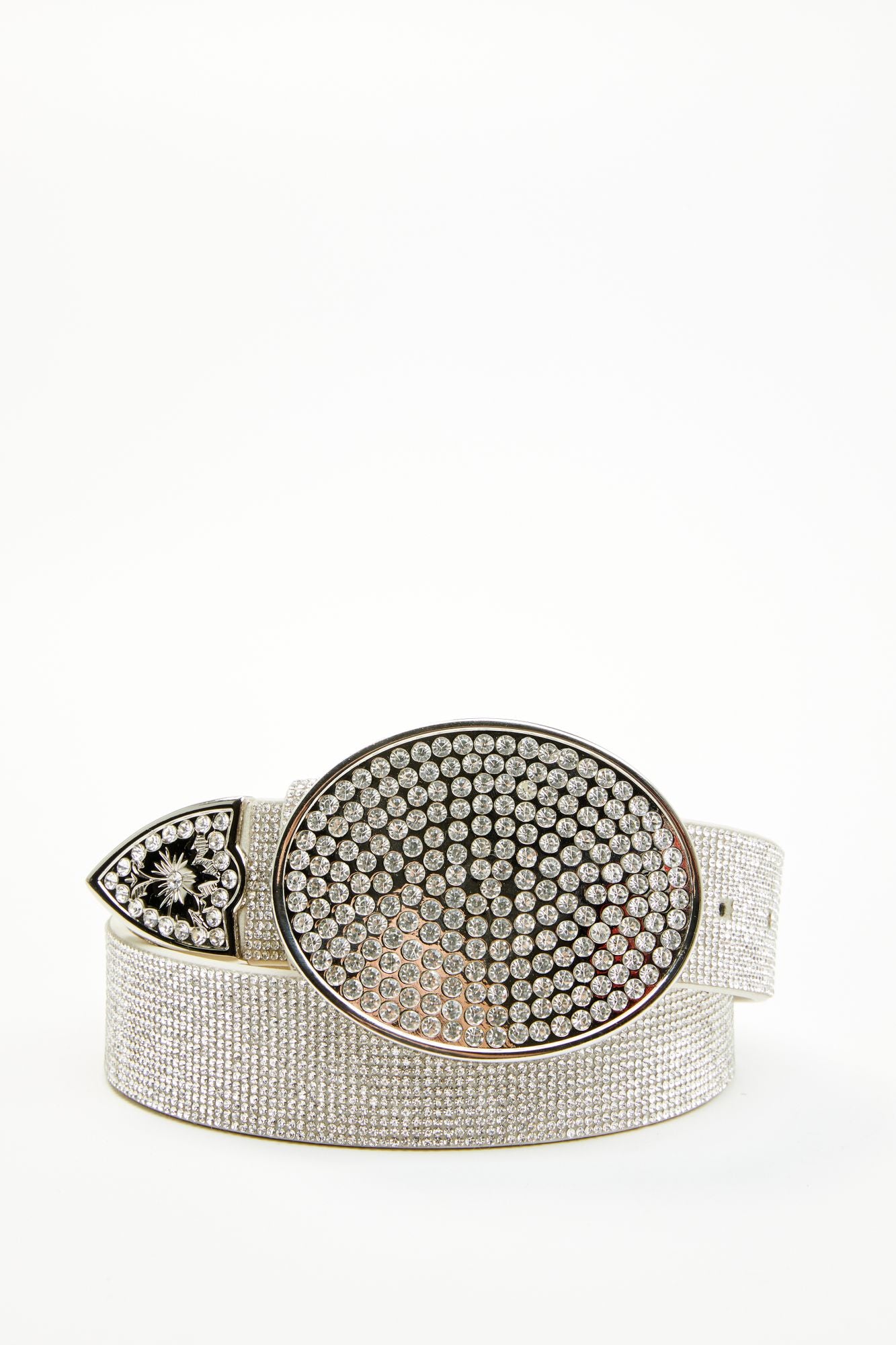 Lovell Silver Rhinestone Oval Buckle Belt