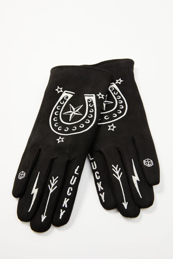 Comet Black Microsuede Gloves - Black