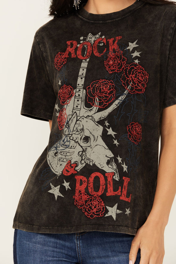 Rock & Roll Short Sleeve Graphic Tee - Black