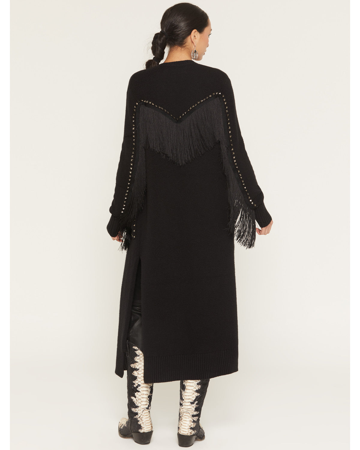 Valleylake Fringe Maxi Cable Knit Cardigan