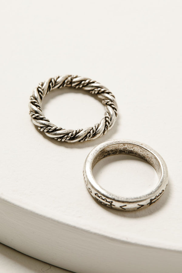 Clarion Antique Silver Ring Set - 5 Piece - Silver