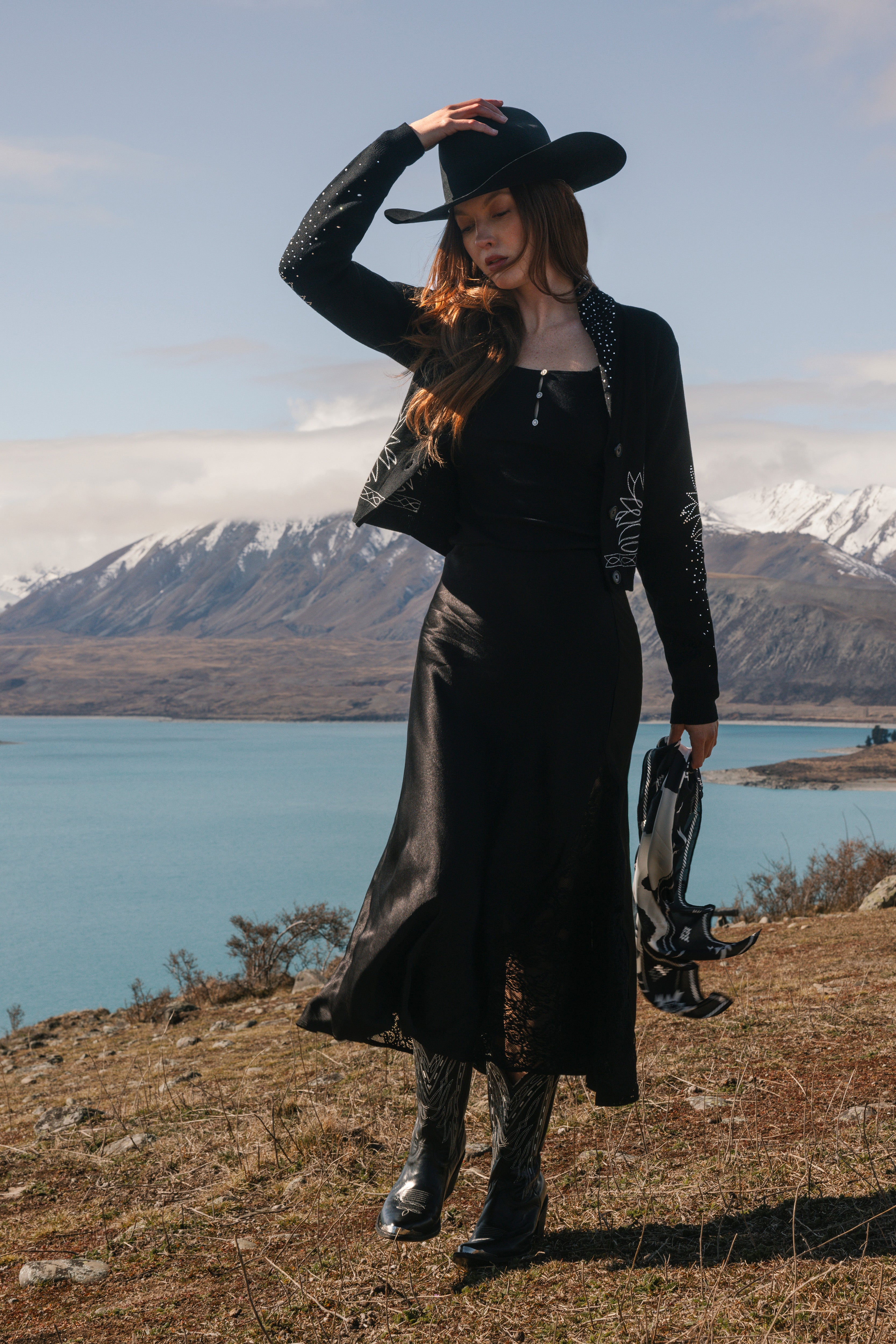 Rita Satin and Lace Midi Skirt