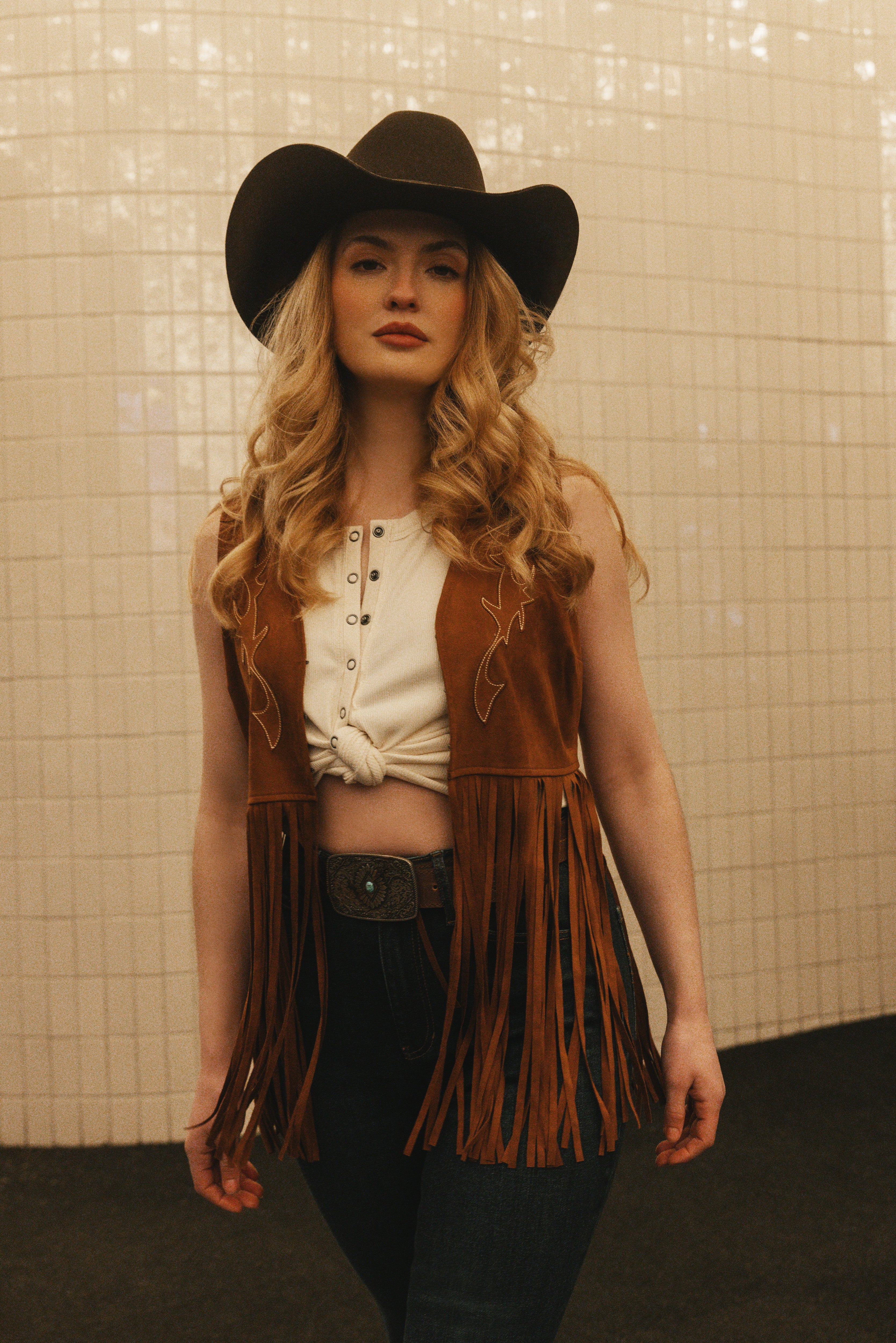 Pike Boot Stitch Fringe Faux Suede Vest