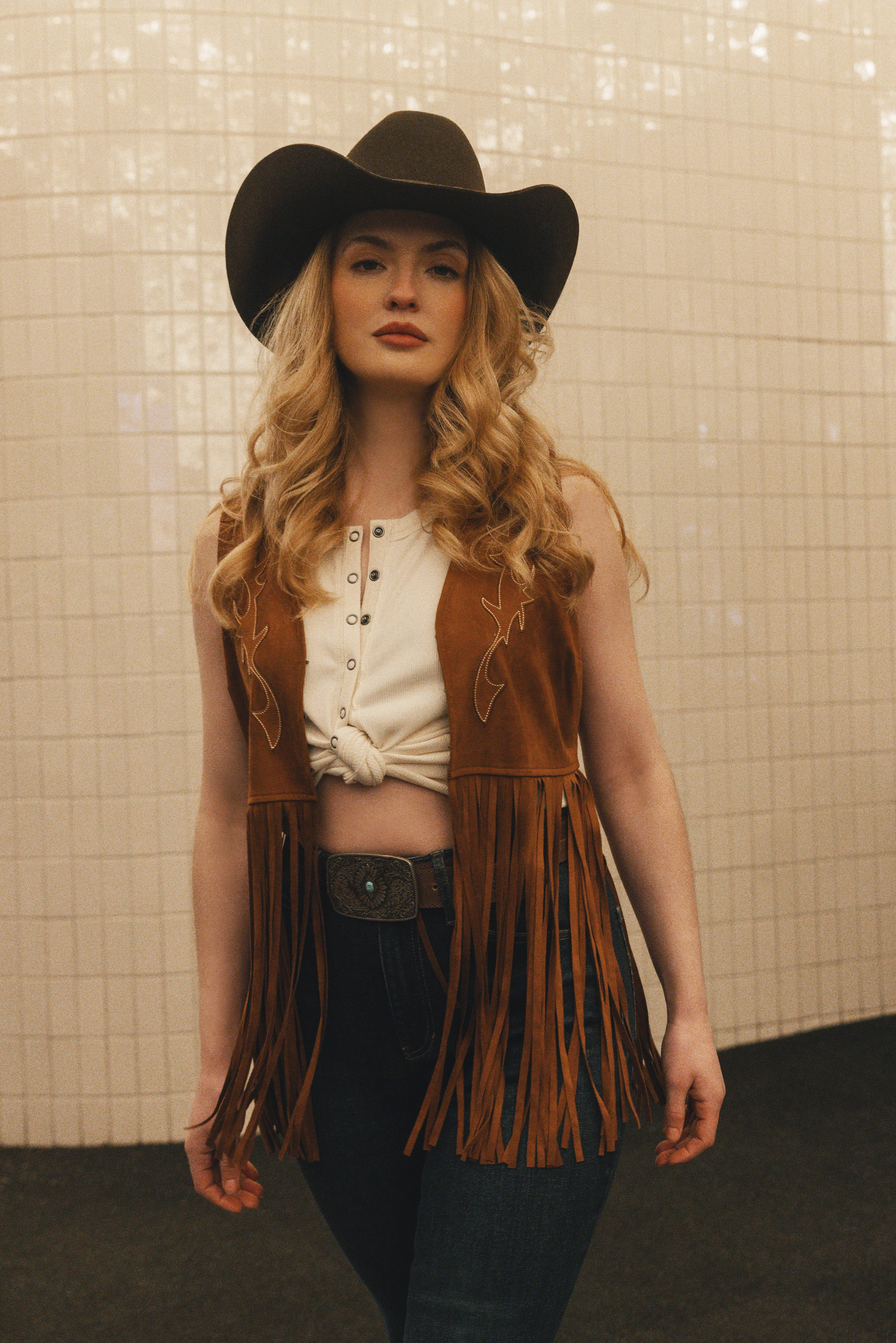 Pike Boot Stitch Fringe Faux Suede Vest