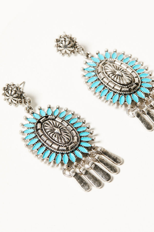 Bella Strada Antique Concho Drop Earrings - Turquoise