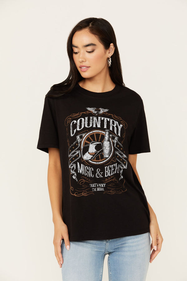 Helen Country Music and Beer Short Sleeve Graphic Tee - Black