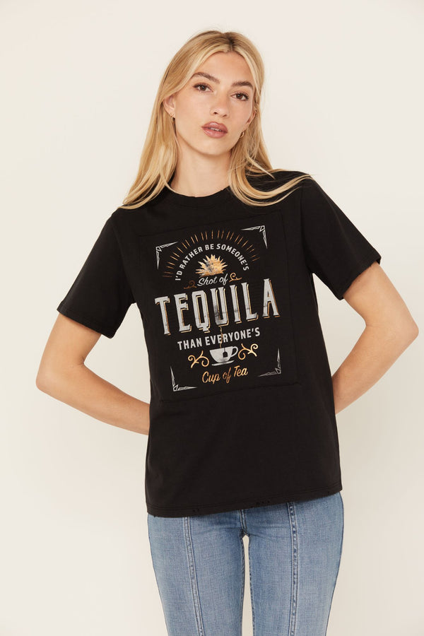 Shot Of Tequila Short Sleeve Graphic Tee - Black