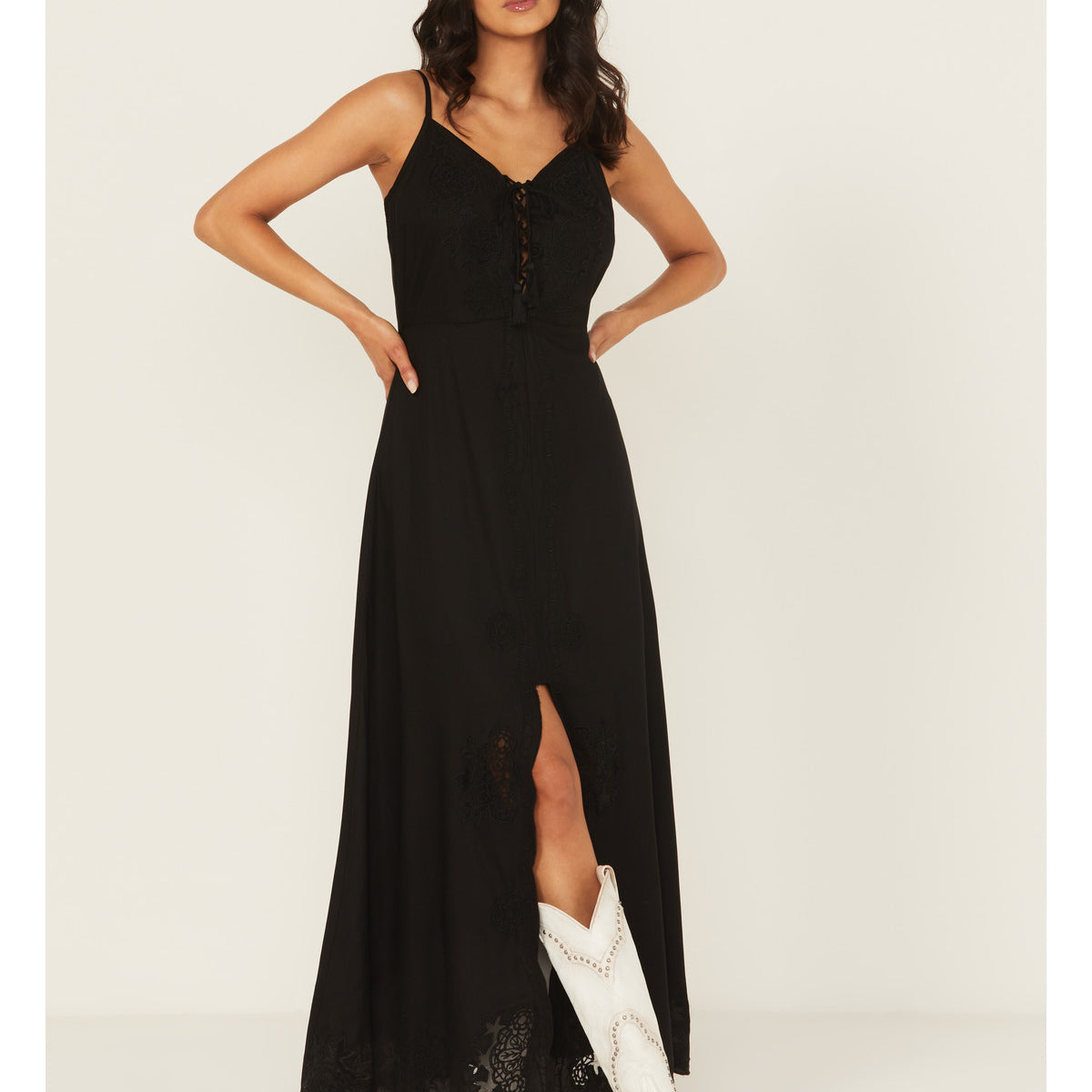 cutwork maxi dress Idyllwind Women's Cut Work Sleeveless Maxi Dress