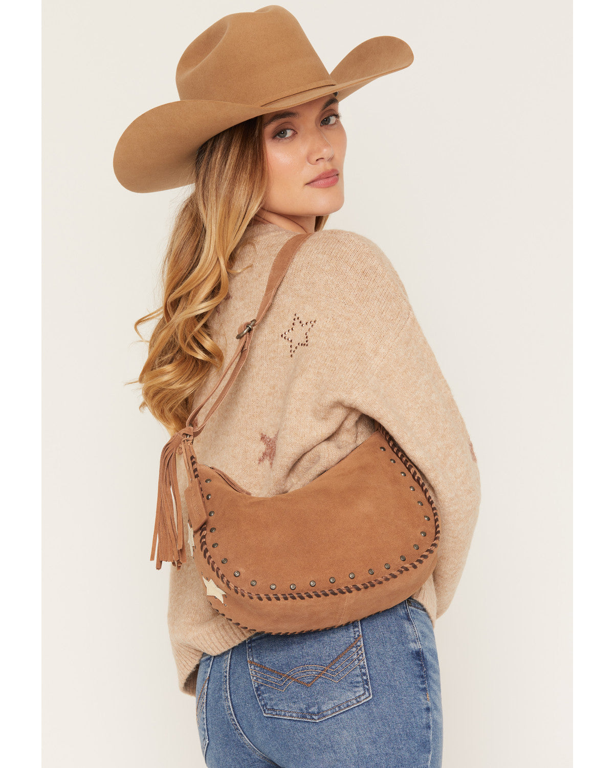 Sabre Star Suede Shoulder Bag