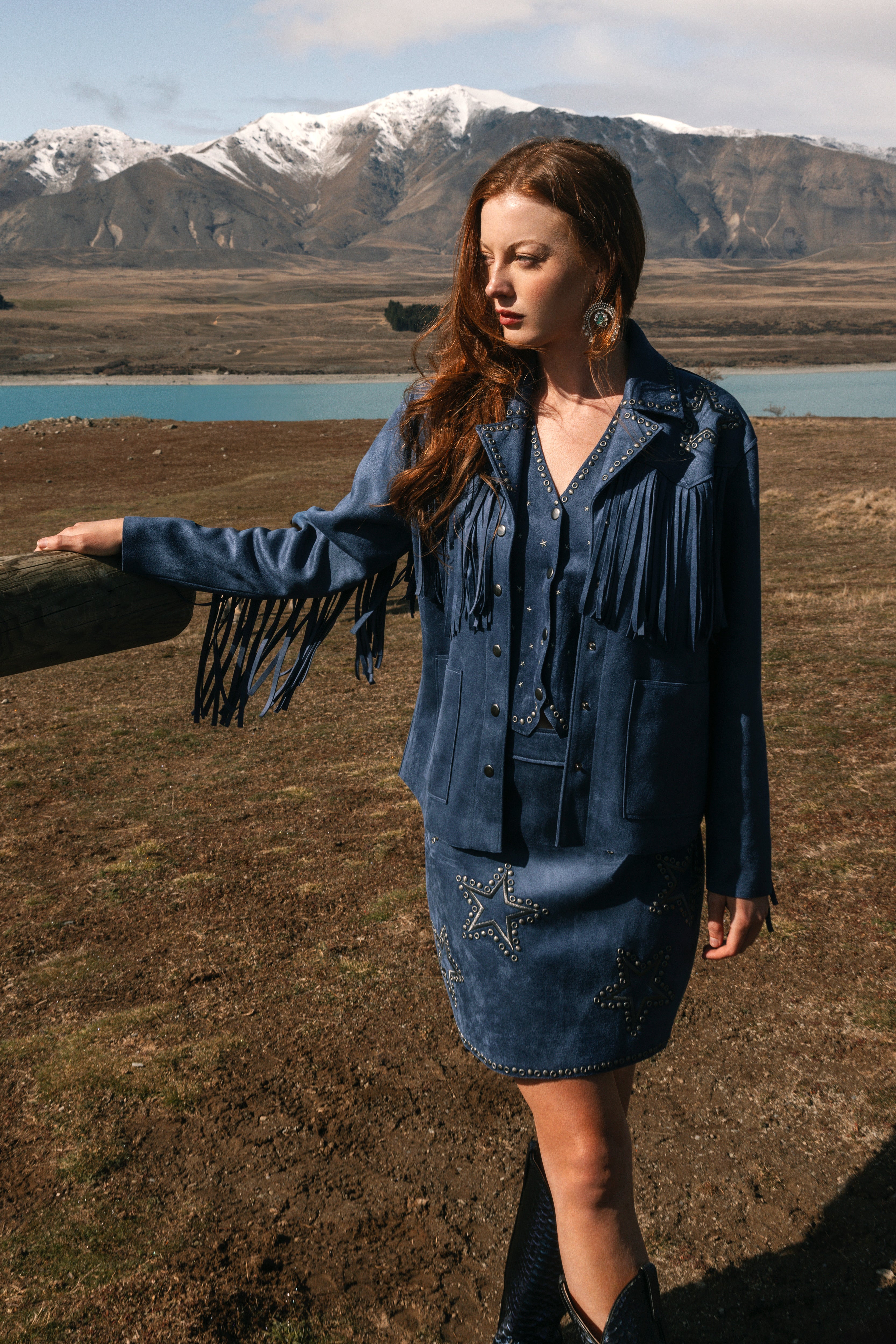 Lonestar Fringe and Studded Faux Suede Jacket