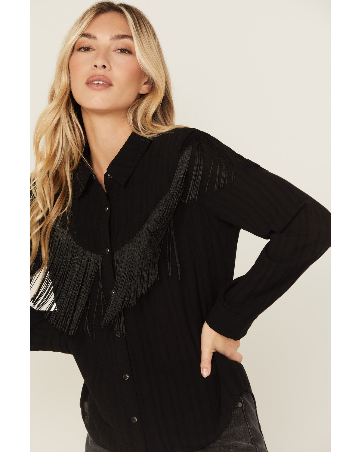 Etta Fringe Long Sleeve Snap Western Shirt