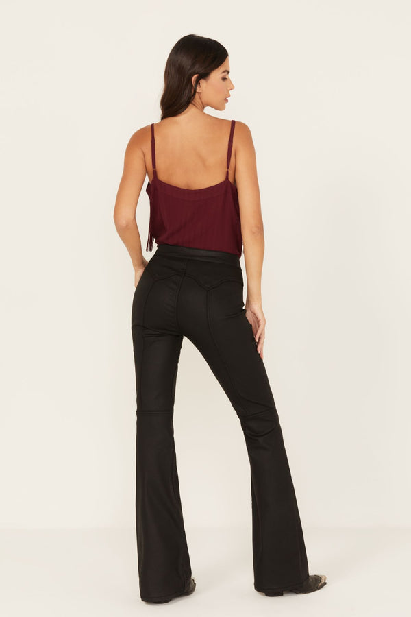Coated Gypsy High Rise Bootcut Jeans - Black