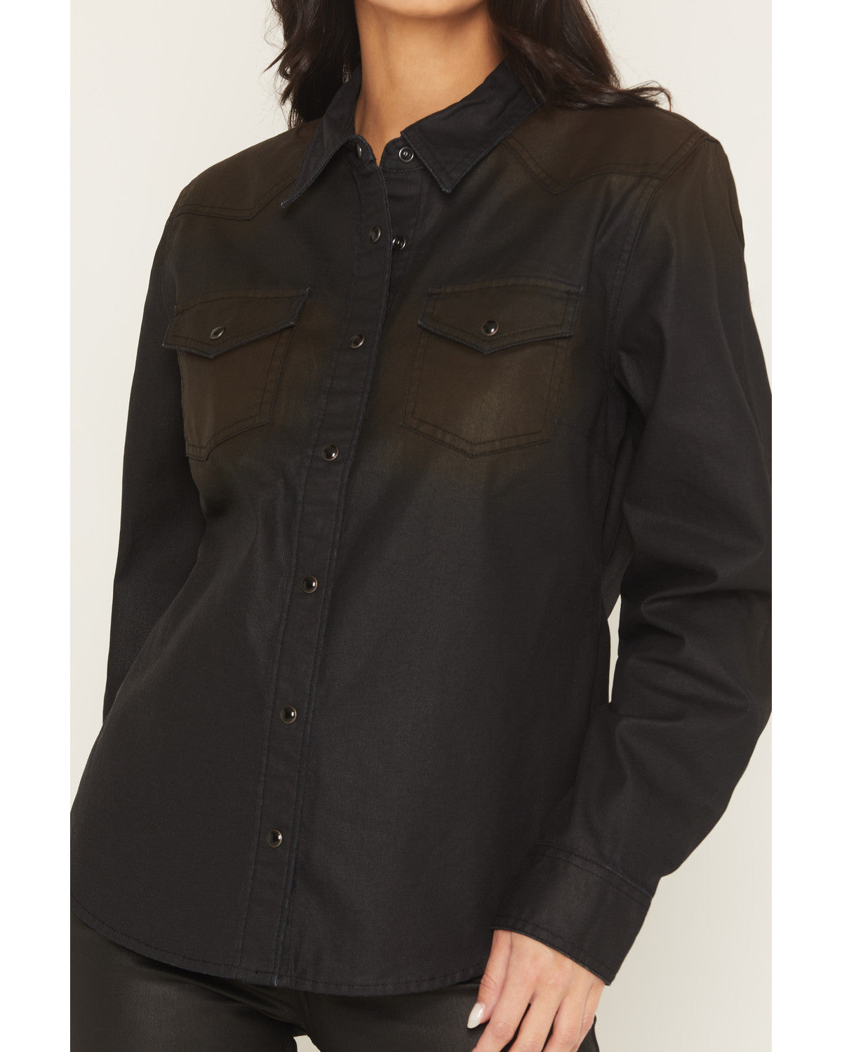 Midnight Cowboy Coated Long Sleeve Snap Western Shirt