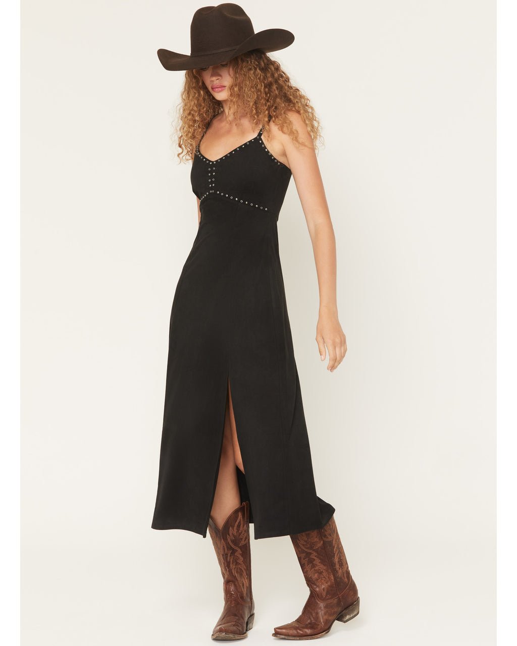 Idyllwind Women's Gina Studded Faux Suede Sleeveless Midi Dress